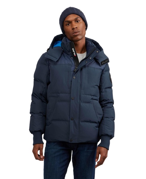 men’s comet mixed media puffer with detachable hood
