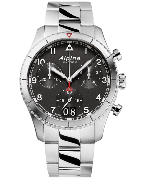 Men's Swiss Chronograph Startimer Pilot Stainless Steel Bracelet Watch 44mm