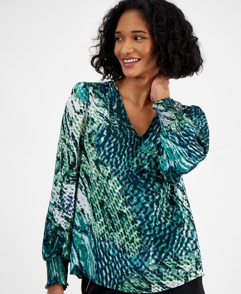 Women's Long-Sleeve V-Neck Blouse, Created for Macy's