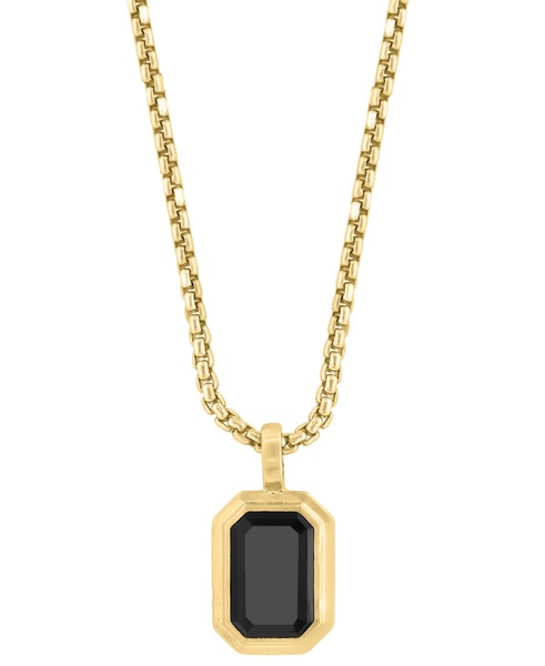 EFFY® Men's Onyx 22" Pendant Necklace (1-1/2 ct. t.w.) in 14k Gold-Plated Sterling Silver