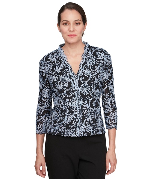 Women's 3/4-Sleeve Embroidered Blouse