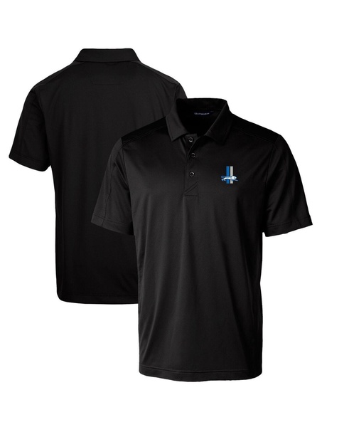 Men's Black Detroit Lions Throwback Logo Prospect Textured Stretch Polo