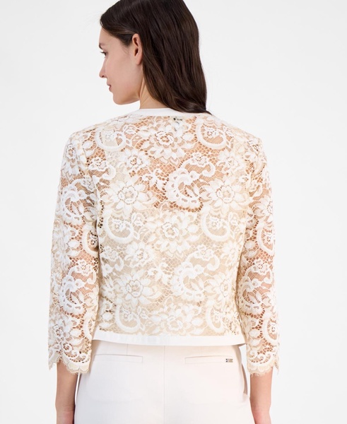 Women's Lace Open-Front 3/4-Sleeve Jacket