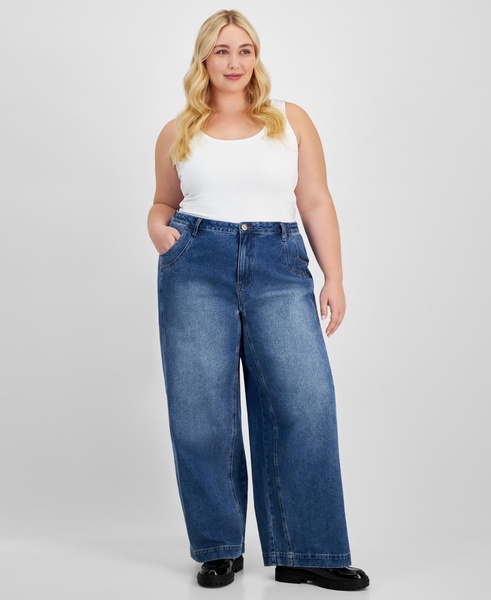 Trendy Plus Size High-Rise Seamed Front Jeans, Exclusively at Macy's 