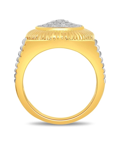 Men's Diamond Two-Tone Circle Cluster Style Ring (1/10 ct. t.w.) in 18k Gold-Plate  Sterling Silver (Also in Sterling Silver)