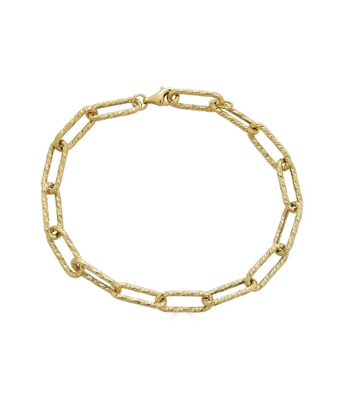Textured Paperclip Link Chain Bracelet in 10k Gold