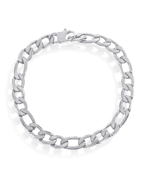 Stainless Steel 8mm Textured Figaro Chain Bracelet