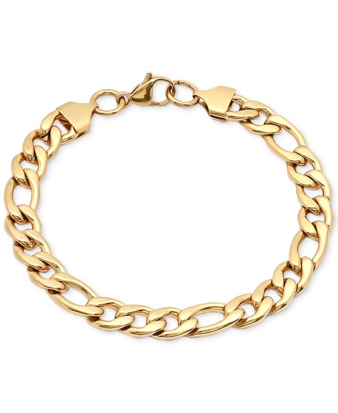 Men's 18k Gold-Plated Stainless Steel Figaro Link Bracelet