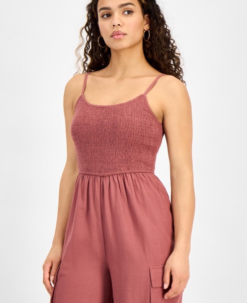 Petite Repeat Cargo-Pocket Jumpsuit, Exclusively at Macy's