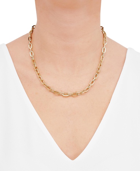 Polished & Textured Link 18" Collar Necklace in 10k Gold