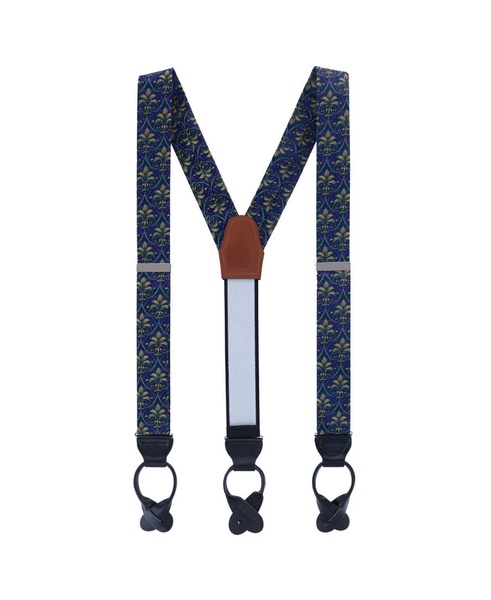 Men's The French Quarter Fleur-de-Lis Silk Novelty Button End Suspenders
