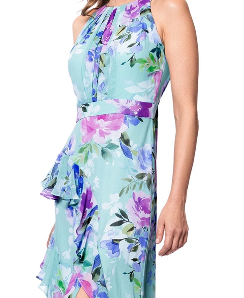 Women's Back-Tie Halter Ruffled Gown