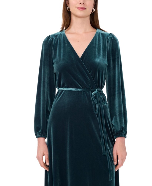 Women's Long-Sleeve Stretch-Velvet Dress