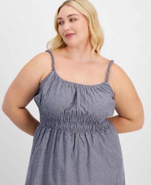 Plus Size Striped Smocked-Waist Maxi Dress