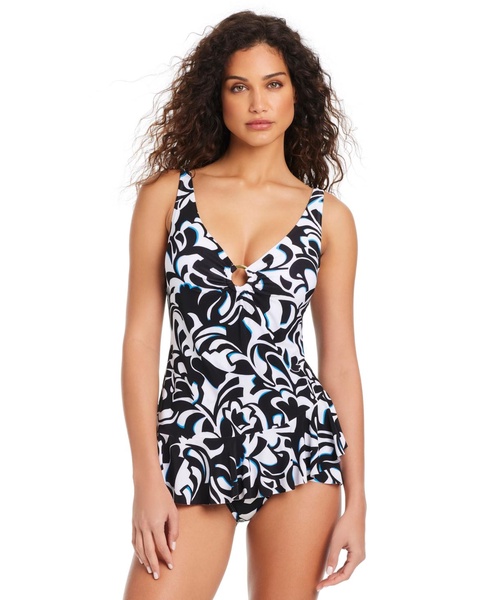 Women's Opposites Attract Ruffled Swimdress