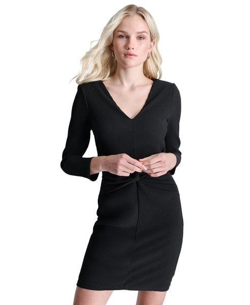 Women's Ribbed Knot-Front Mini Dress