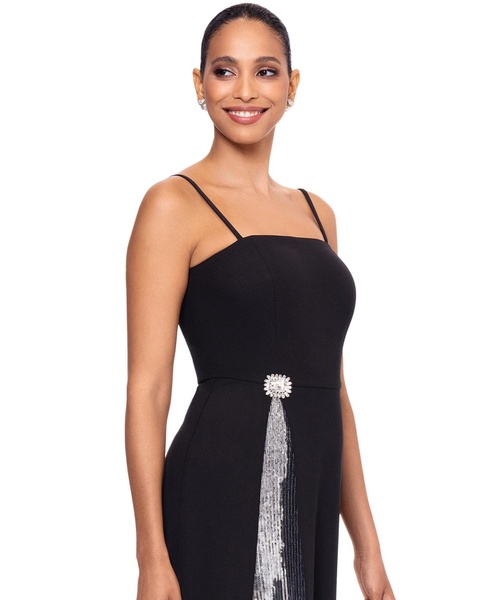 Women's Sequin-Trim Square-Neck Sleeveless Gown