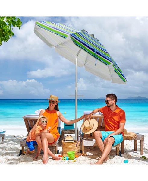 6.5 Feet Beach Umbrella with Sun Shade and Carry Bag without Weight Base
