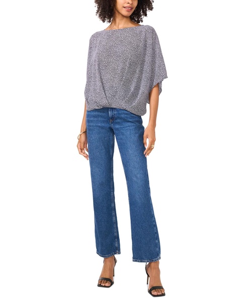 Women's Printed Boat-Neck Dolman-Sleeve Top