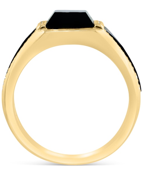 EFFY® Men's Onyx & Diamond (1/4 ct. t.w.) Ring in 14k Gold-Plated Sterling Silver