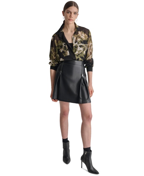 Women's Printed Button-Front Long-Sleeve Shirt