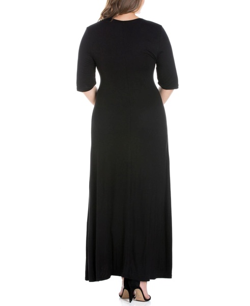 Plus Size Elbow Length Sleeve Maxi Dress