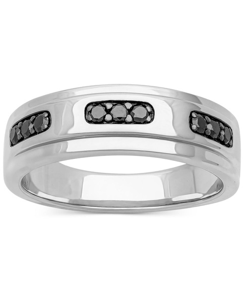 Men's Black Diamond Band (1/4 ct. t.w.) in Sterling Silver