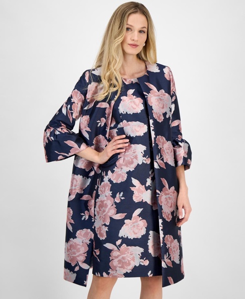 Women's Floral-Print Jacquard Topper Jacket