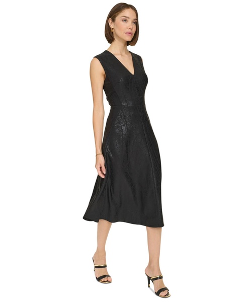 Women's Metallic-Print Fit & Flare Dress