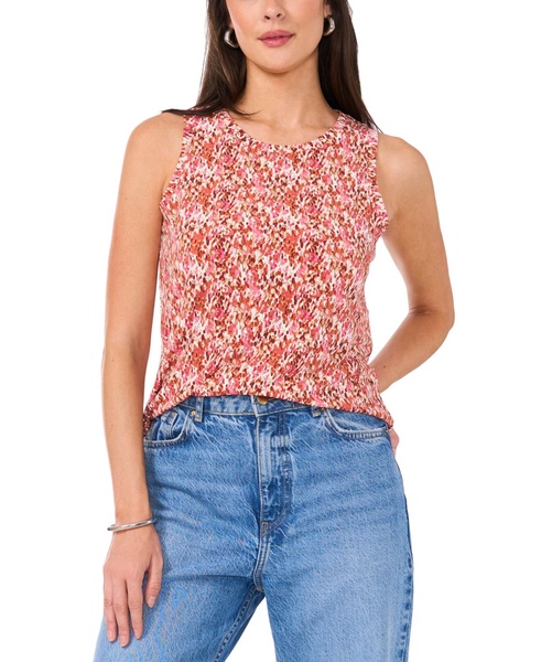 Women's Printed Keyhole-Back Sleeveless Top