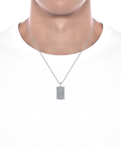 Men's Diamond Border Square Pattern Dog Tag 22" Pendant Necklace (1/2 ct. t.w.)