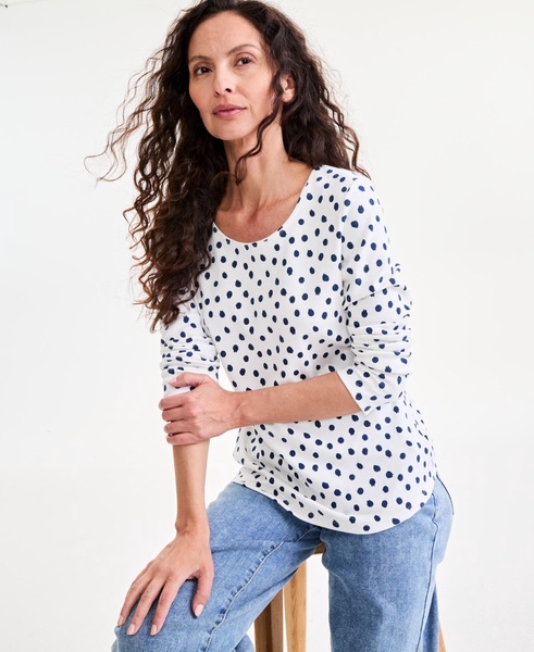 Women's Printed Scoop-Neck Long-Sleeve Top, Exclusively at Macy's 