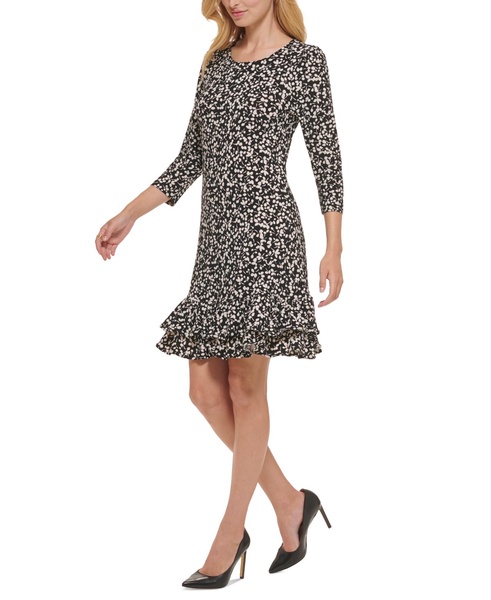 Petite Floral-Print Ruffled Shift Dress