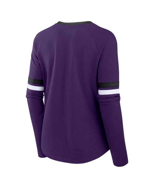 Women's Purple Baltimore Ravens Plus Size Won Done Lace-Up V-Neck Long Sleeve T-Shirt