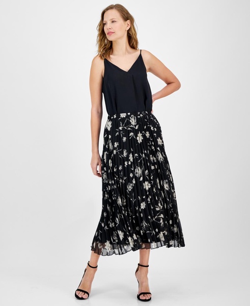 Chiffon Pull-On Pleated Skirt