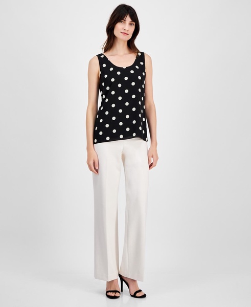Petite Dot-Print Sleeveless Scoop-Neck Top