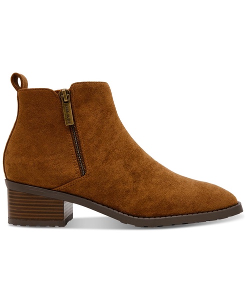 Anne Klein Womens AKSAKARA Double Zipper Faux Suede Ankle Boots