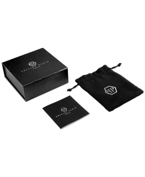 Men's Elite Skull Black Leather Bracelet in Black Ion-Plated Stainless Steel