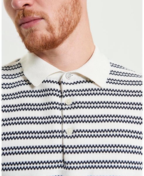 Men's Jacquard Stripe Short Sleeve Polo Shirt