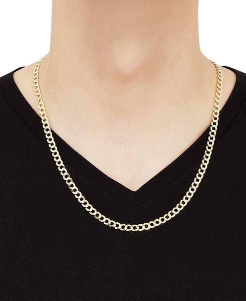 Concave Curb Link 22" Chain Necklace in 14k Gold-Plated Sterling Silver