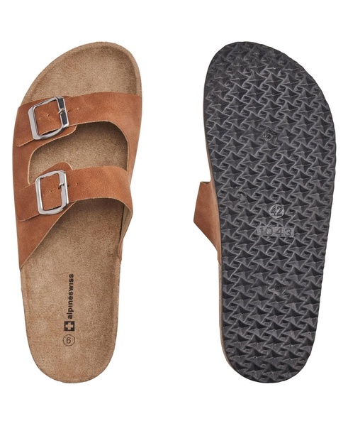 MENS DOUBLE STRAP CASUAL SLIDES FLAT SANDALS