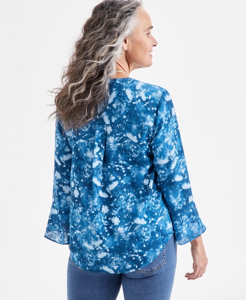 Petite Pintuck Long-Sleeve Top, Exclusively at Macy's 