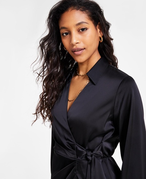 Women's Satin Tie-Front Dress, Exclusively at Macy's