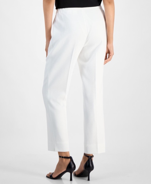 Women's Fly-Front Elastic-Back Ankle Pants, Regular & Petite Sizes