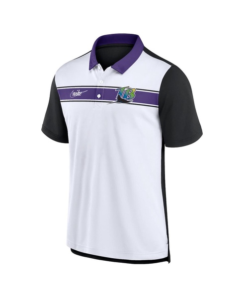 Men's White, Black Tampa Bay Rays Rewind Stripe Polo Shirt