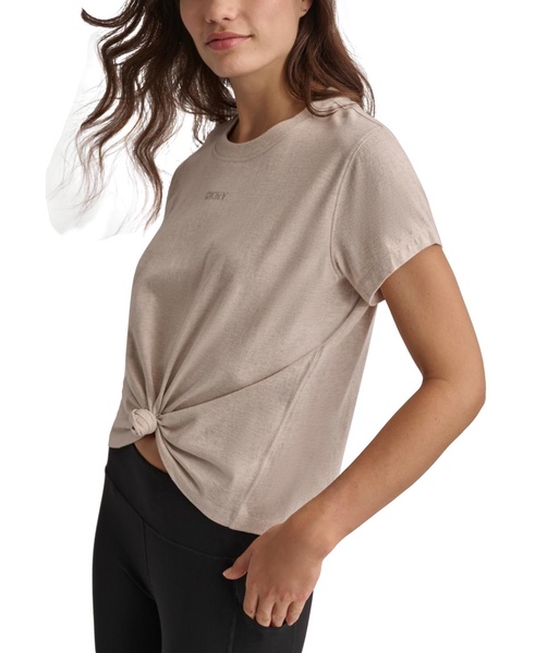 Women's Cotton Stud Logo Knot-Front T-Shirt