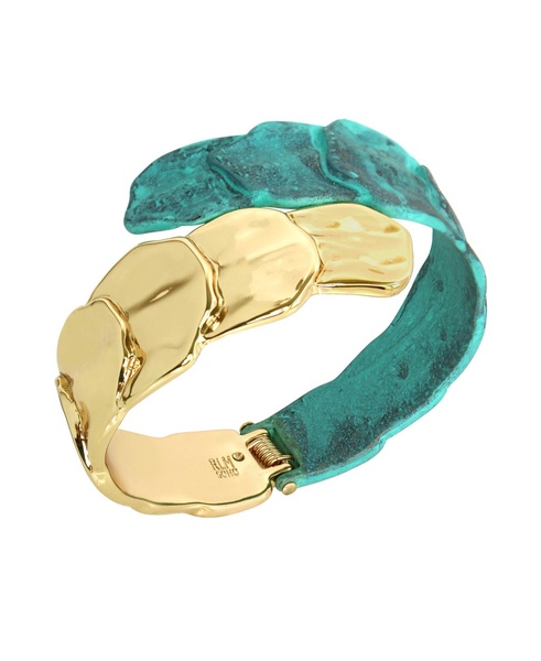 Turquoise Patina Petal Bypass Bangle Bracelet