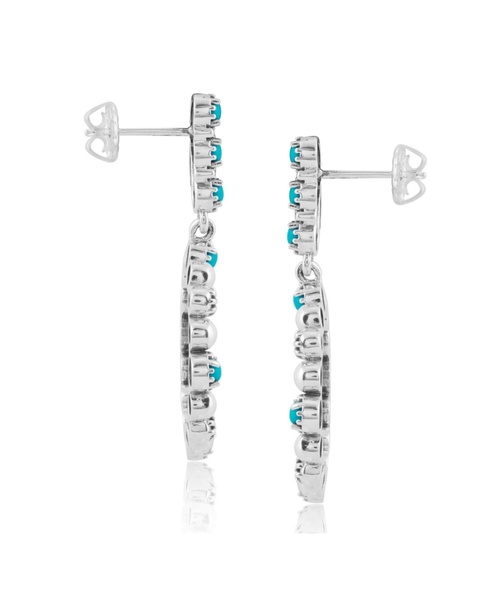 Sterling Silver Sleeping Beauty Blue Turquoise Open Circle Hoop Earrings