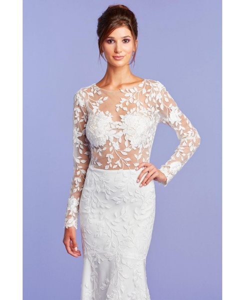 Women's Holden Long-Sleeve Illusion Gown