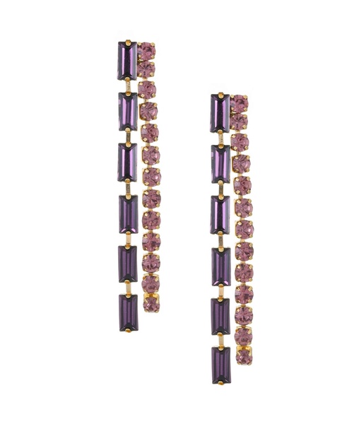 18K Gold Plated Baquette Linear Earrings